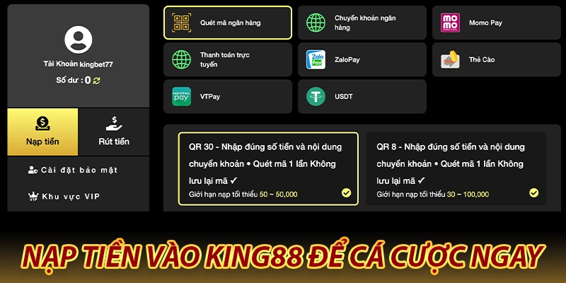 King88 ⭐️ Nhà Cái Cá Cược Uy Tín Tại Châu Á【King88 Vn】 37 Cách nạp tiền vào KING88 để cá cược ngay